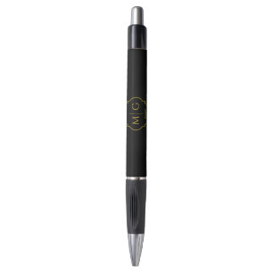 Custom Monogram Date on Modern Black Emmy Pen