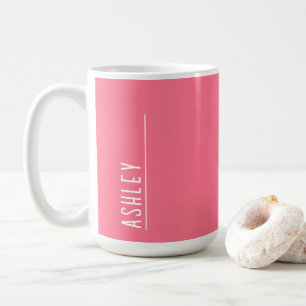 Custom monogram, dramatic pink  coffee mug