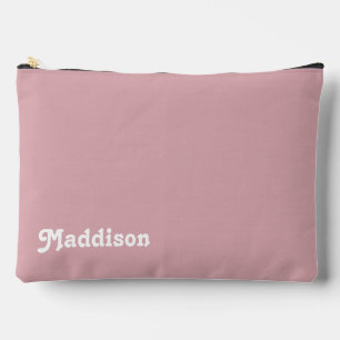 Custom monogram, dusty pink retro typography  accessory pouch