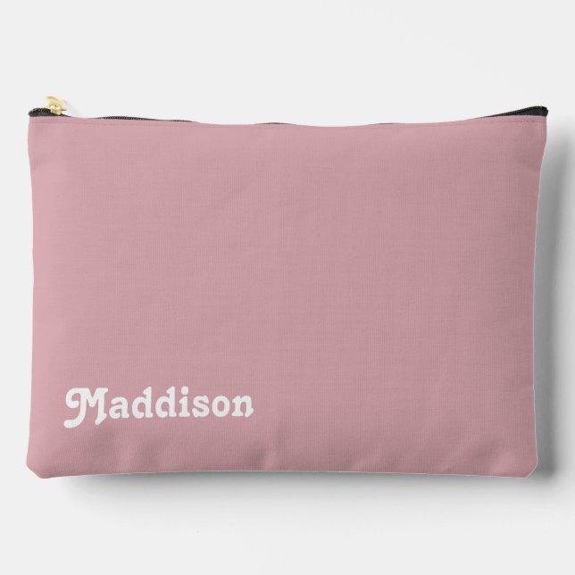 Custom monogram, dusty pink retro typography  accessory pouch (Front)