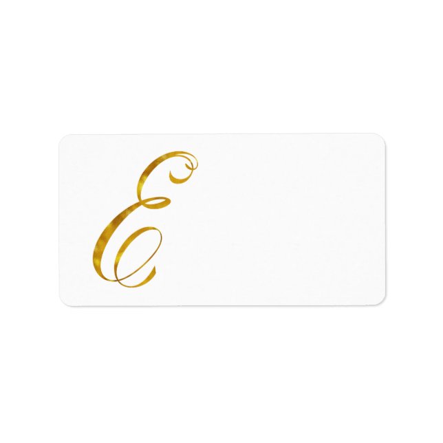 Custom Monogram E Faux Gold Foil Monograms Initial Label (Front)