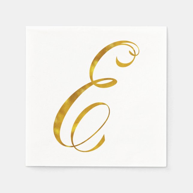 Custom Monogram E Faux Gold Foil Monograms Initial Napkin (Front)