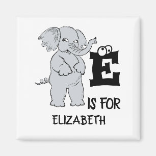 Custom monogram E is for cute colourful Elephant Magnet