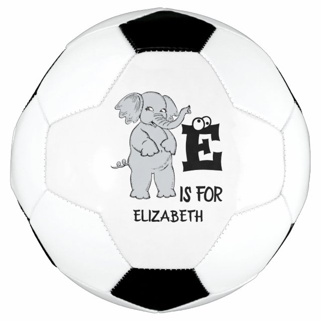 Custom monogram E is for cute colourful Elephant Soccer Ball (Front)