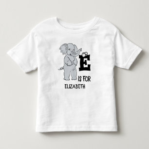 Custom monogram E is for cute colourful Elephant Toddler T-shirt