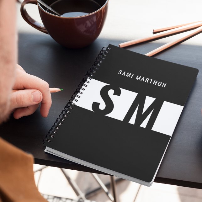 Custom Monogram Elegant Black & White Name Initial Planner (Creator Uploaded)
