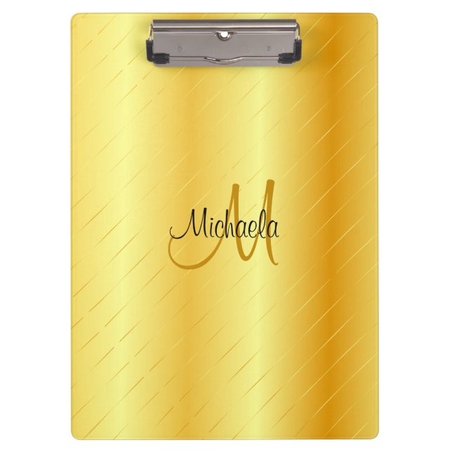 Custom Monogram Elegant Gold Look Template Clipboard (Front)