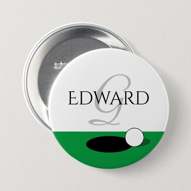 Custom monogram elegant golf player name buttons (Front & Back)