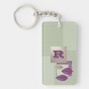 Custom Monogram Elegant Leaf Design Gift Keychains