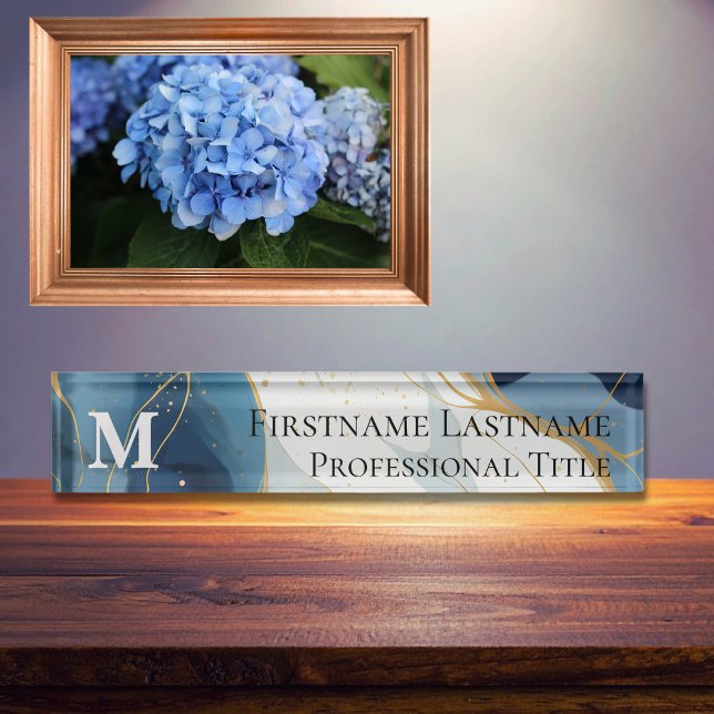Custom Monogram Elegant Modern Marble Acrylic Nameplate (Creator Uploaded)