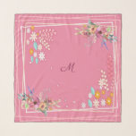 Custom Monogram Elegant Pastel Pink Floral Artwork Scarf<br><div class="desc">These bandanas are not just for cowboys and bandits, nor do they just make a fashion/style statement. They are functional, cover your nose, mouth, protect partial head and neck too. Cute & elegant bandana is made from lightweight fabric that breathes well and dries quickly. What's more you can carry it...</div>