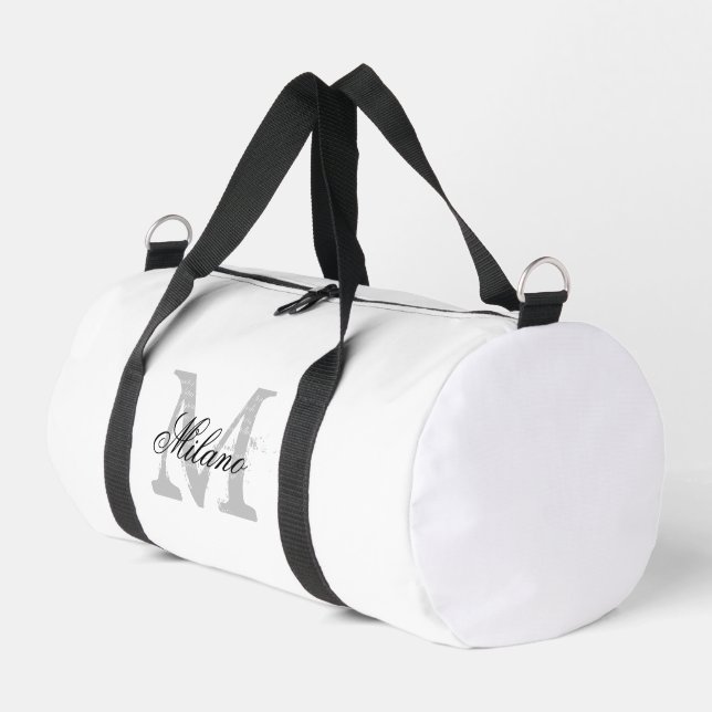 Custom monogram elegant sports duffle bag (Left Corner)