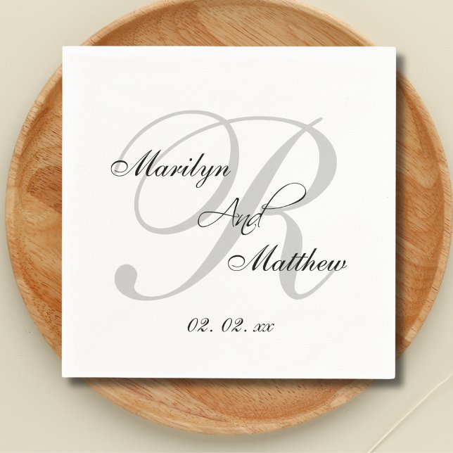 Custom Monogram Elegant Wedding Paper Napkins (Creator Uploaded)