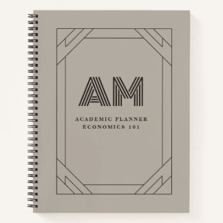 Custom Monogram Espresso & Taupe Vintage Notebook
