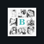 Custom Monogram Family Photo Collage Canvas<br><div class="desc">Custom Canvas Print Wall Art with Personalized Monogram and a Square Collage of 8 Photos Bordering Your Initial. This would make a great gift for family,  friends,  newlywed couples,  parents,  and grandparents!</div>