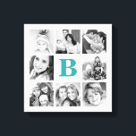 Custom Monogram Family Photo Collage Canvas Print<br><div class="desc">Custom Canvas Print Wall Art with Personalized Monogram and a Square Collage of 8 Photos Bordering Your Initial. This would make a great gift for family,  friends,  newlywed couples,  parents,  and grandparents!</div>