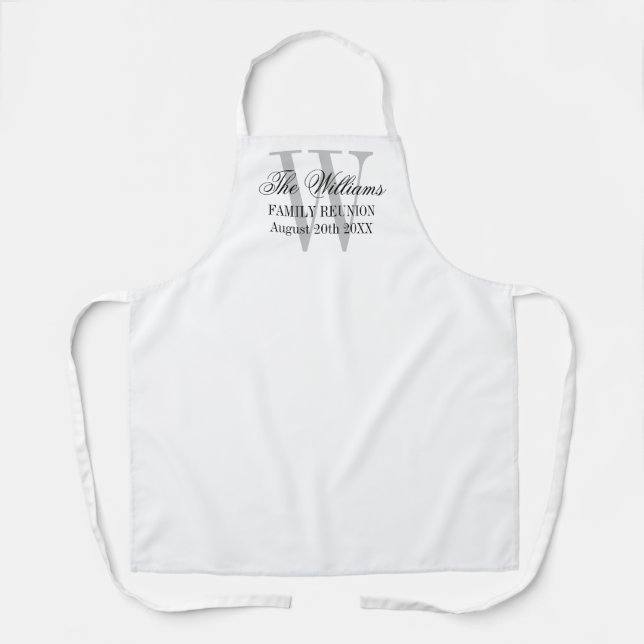 Custom monogram family reunion BBQ party cooking Apron (Front)