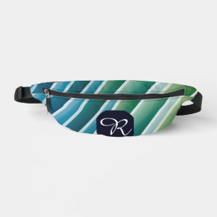 Custom Monogram Fanny Pack – Abstract Blue Green