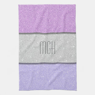 Custom Monogram Faux Glitter Bling Kitchen Towel