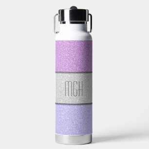 Custom Monogram Faux Glitter Bling Water Bottle