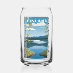 Custom Monogram Finland Nature Illustration Can Glass