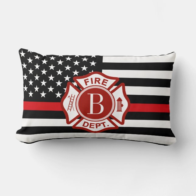 Custom Monogram Fire Rescue Maltese Cross Symbol Lumbar Pillow (Front)