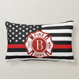 Custom Monogram Fire Rescue Maltese Cross Symbol Lumbar Pillow