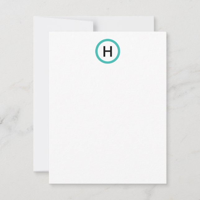 Custom Monogram Flat Note Cards (Front)