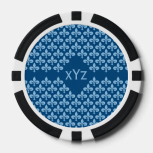 Custom Monogram Fleur-De-Lis poker chips