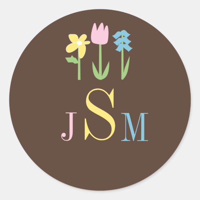 Custom Monogram Floral Envelope Seal Stickers (Front)