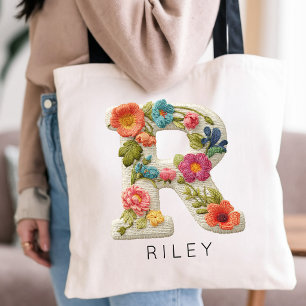 Custom Monogram Floral Faux Mom Aunt Mother’s Day  Tote Bag