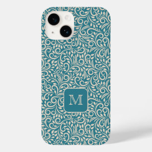 Custom Monogram Floral Leaf Pattern Case-Mate iPhone 14 Case