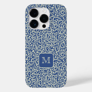 Custom Monogram Floral Leaf Pattern Case-Mate iPhone 14 Pro Case