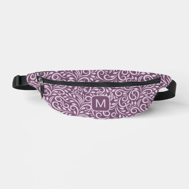 Custom Monogram Floral Pattern Fanny Pack (Front)