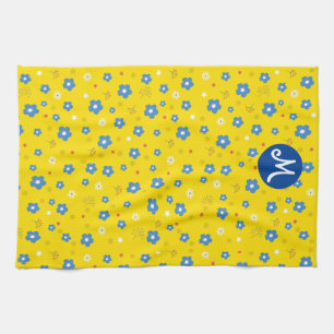 Custom Monogram Floral Print  Kitchen Towel