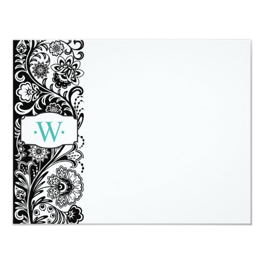 Custom Monogram Floral Sidebar Notecard