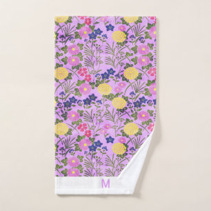 Custom monogram floral trendy cute pink bath towel