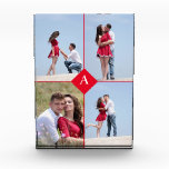 Custom Monogram & Four Photo Block<br><div class="desc">The design features 4 photo collage in red frame with a monogram in the centre. Great gifting idea for Holidays,  Valentine,  weddings and anniversary.</div>