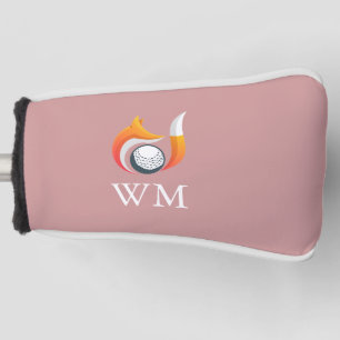 Custom Monogram Fox And Ball Dusty Rose Pink Golf Head Cover