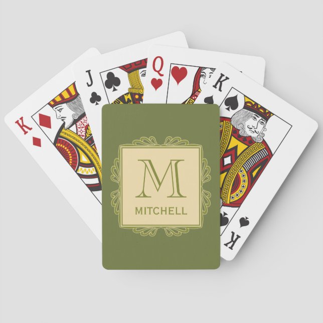 Custom Monogram Frame Pattern playing cards (Back)