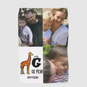 Custom monogram G is for Giraffe cute giraffes Golf Towel
