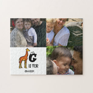 Custom monogram G is for Giraffe cute giraffes Jigsaw Puzzle