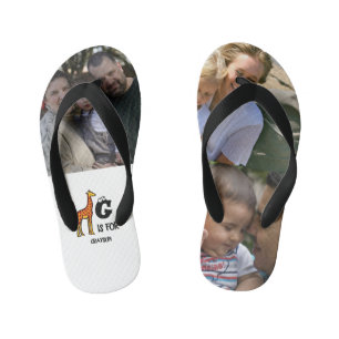 Custom monogram G is for Giraffe cute giraffes Kid's Flip Flops
