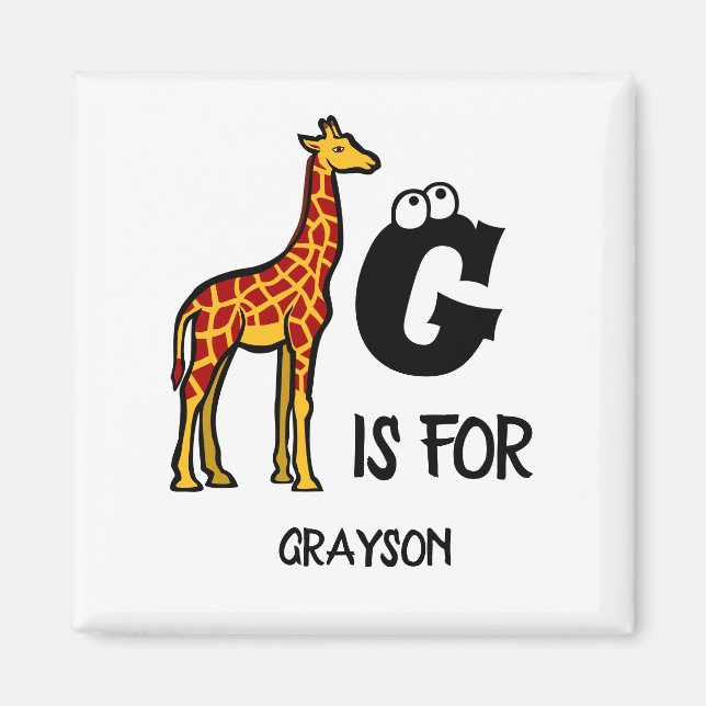 Custom monogram G is for Giraffe cute giraffes Magnet (Front)