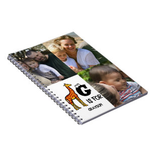Custom monogram G is for Giraffe cute giraffes Notebook