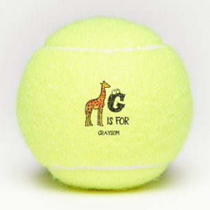 Custom monogram G is for Giraffe cute giraffes Tennis Balls