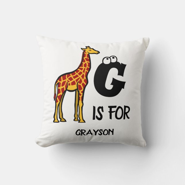 Custom monogram G is for Giraffe cute giraffes Throw Pillow (Front)