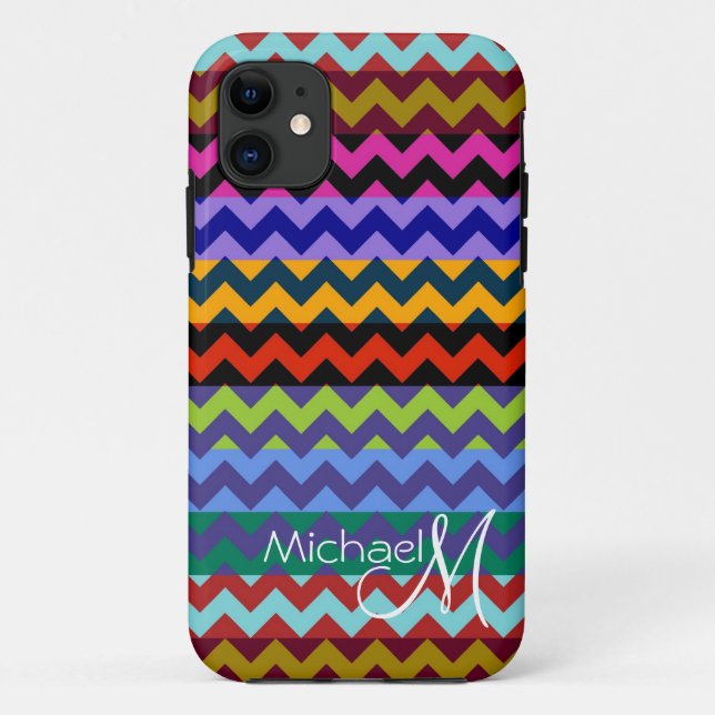 Custom Monogram Geometric Chevron Zigzag 10 Case-Mate iPhone Case (Back)