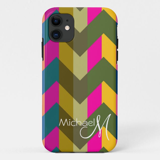 Custom Monogram Geometric Chevron Zigzag 2 Case-Mate iPhone Case (Back)