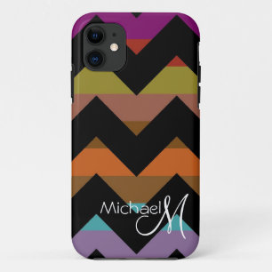 Custom Monogram Geometric Chevron Zigzag 4 iPhone 11 Case